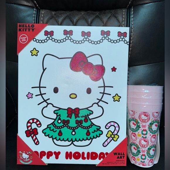 Hello Kitty | Wall Decor | Hello Kitty Christmas Combo Wall Art And Tumbler Set Of 4 | Poshmark